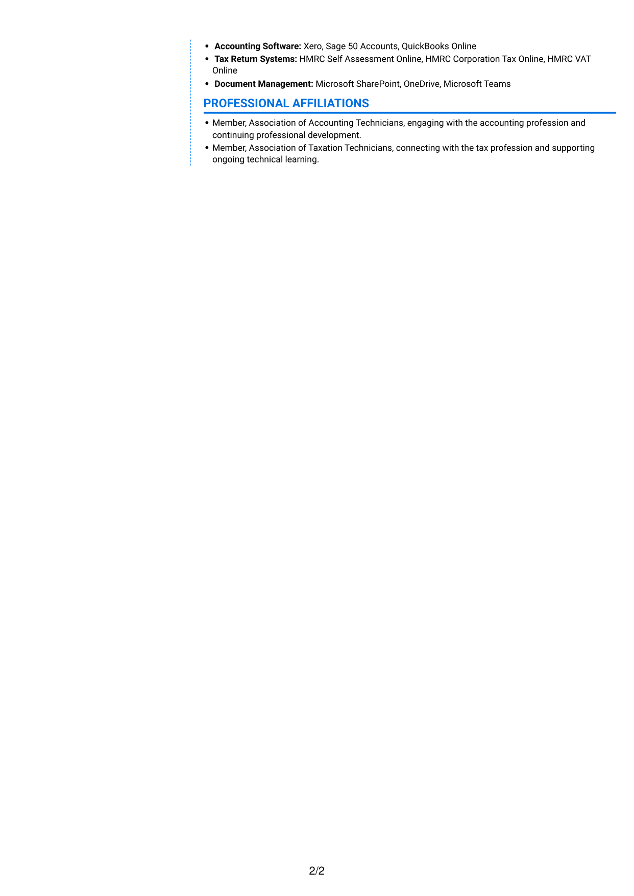 CV example — page 2
