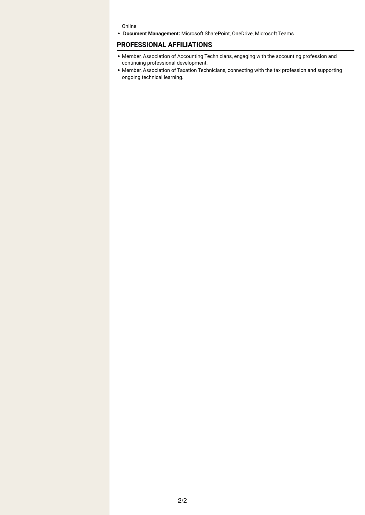 CV example — page 2