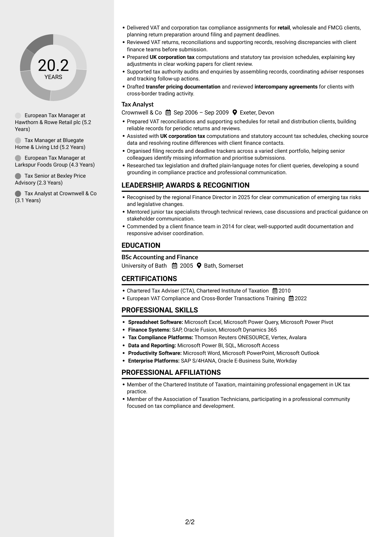 CV example — page 2
