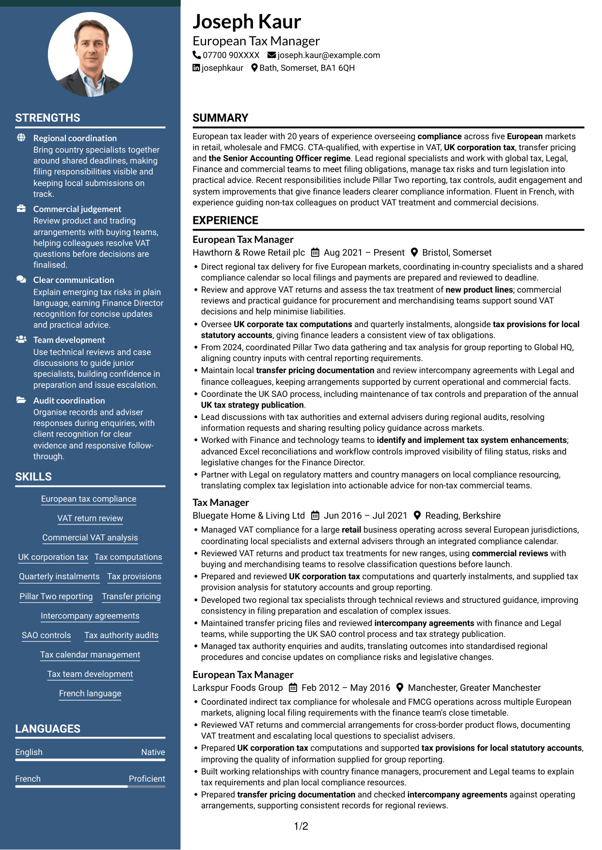 CV example — page 1