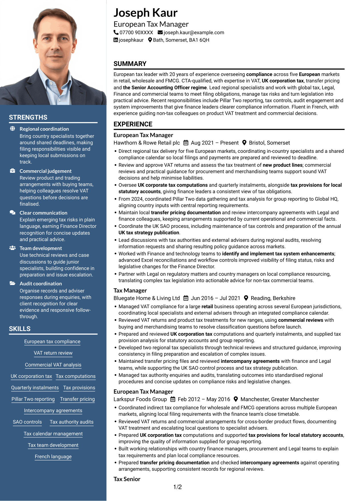 CV example — page 1