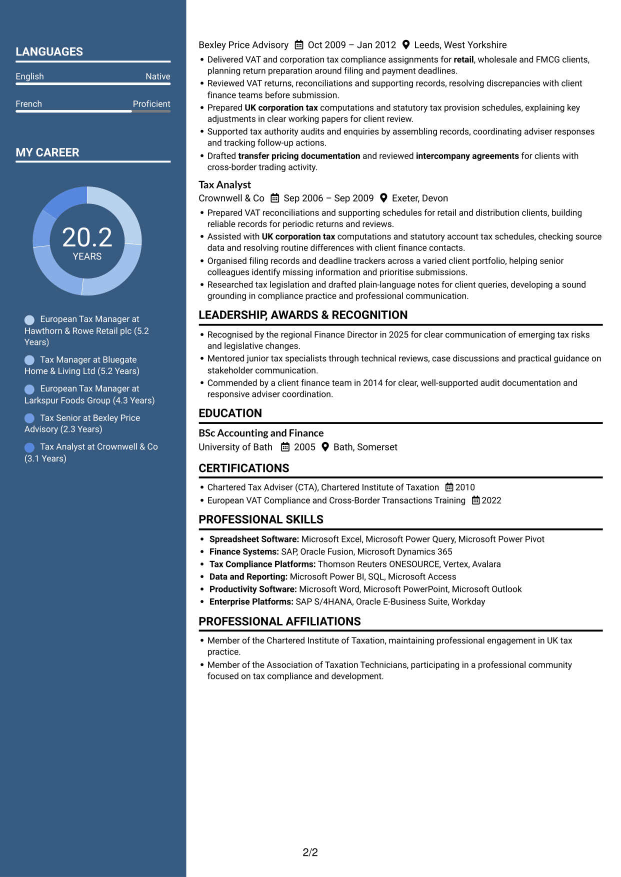 CV example — page 2