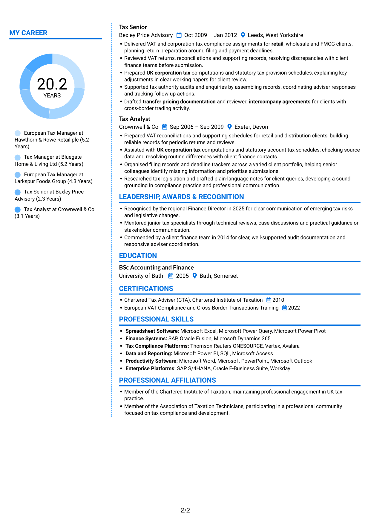 CV example — page 2