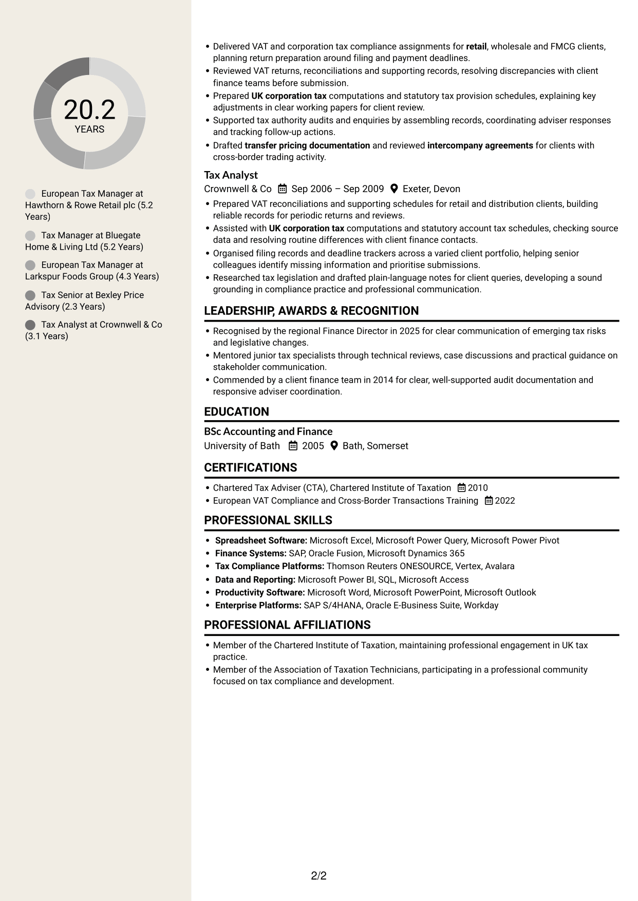 CV example — page 2