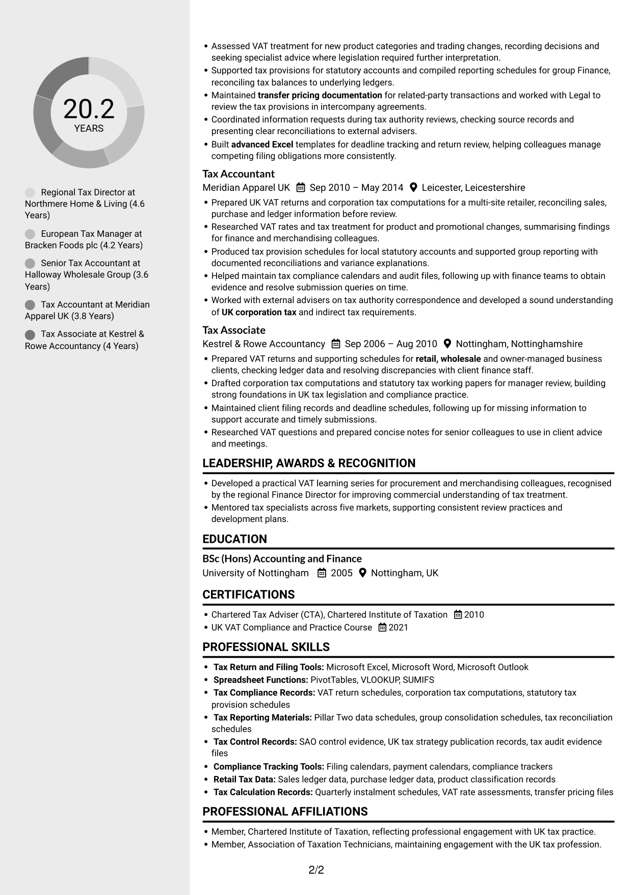 CV example — page 2