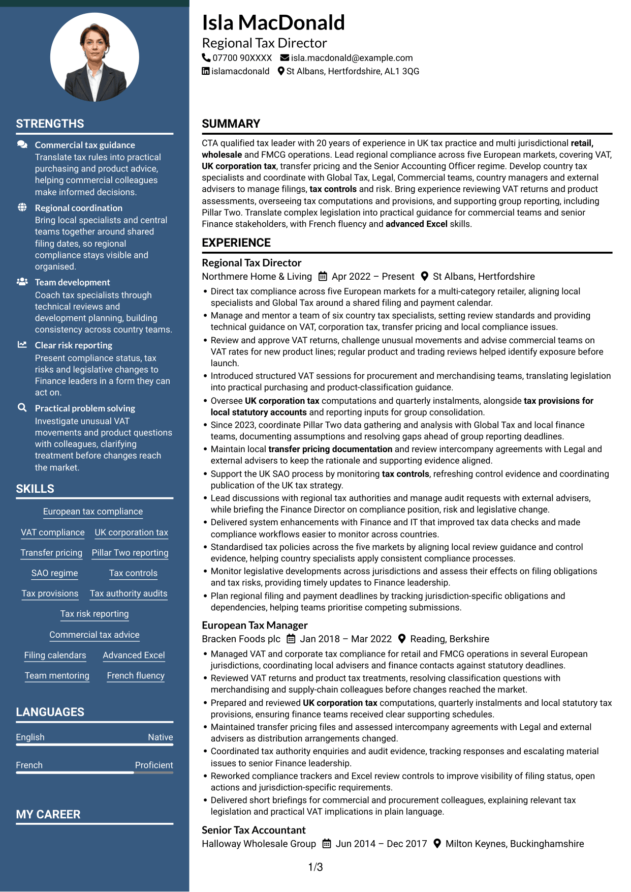 CV example — page 1