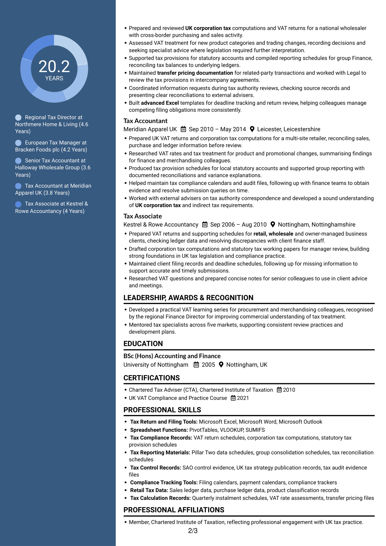 CV example — page 2