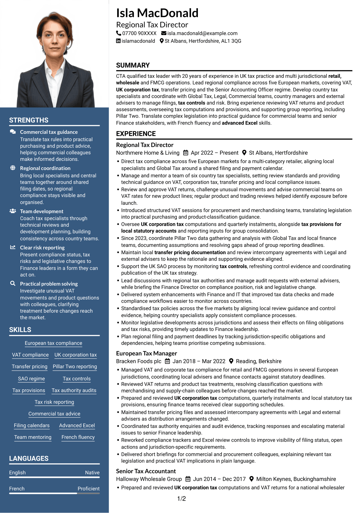 CV example — page 1