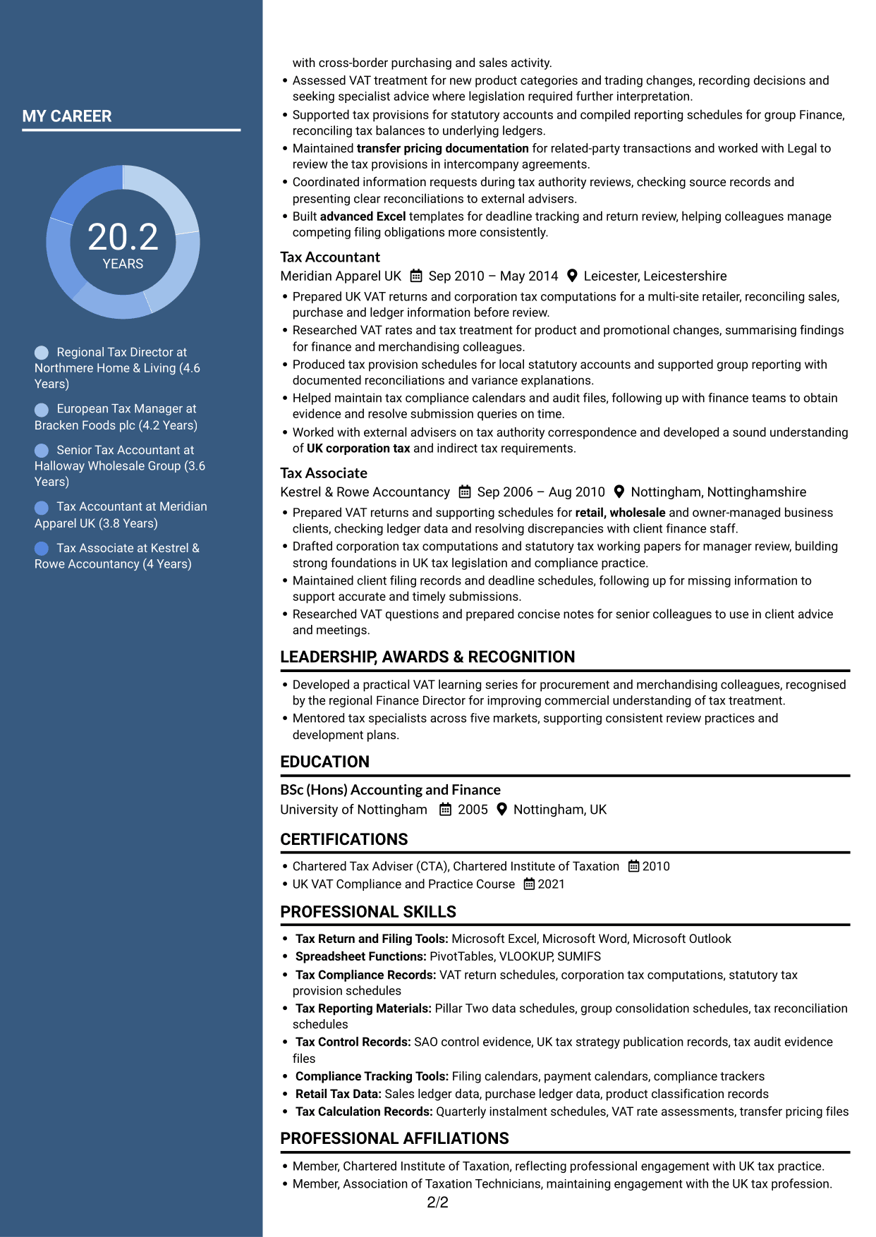 CV example — page 2