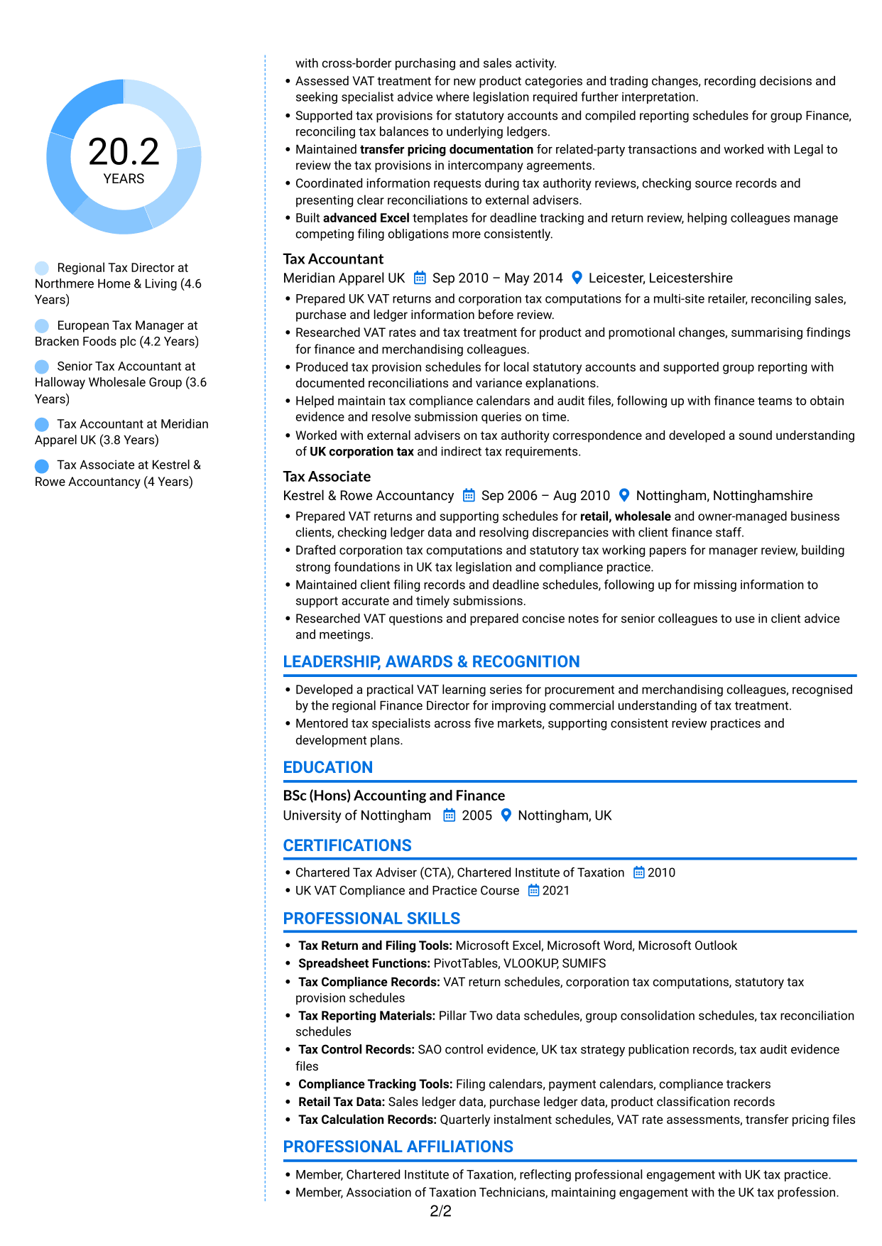 CV example — page 2