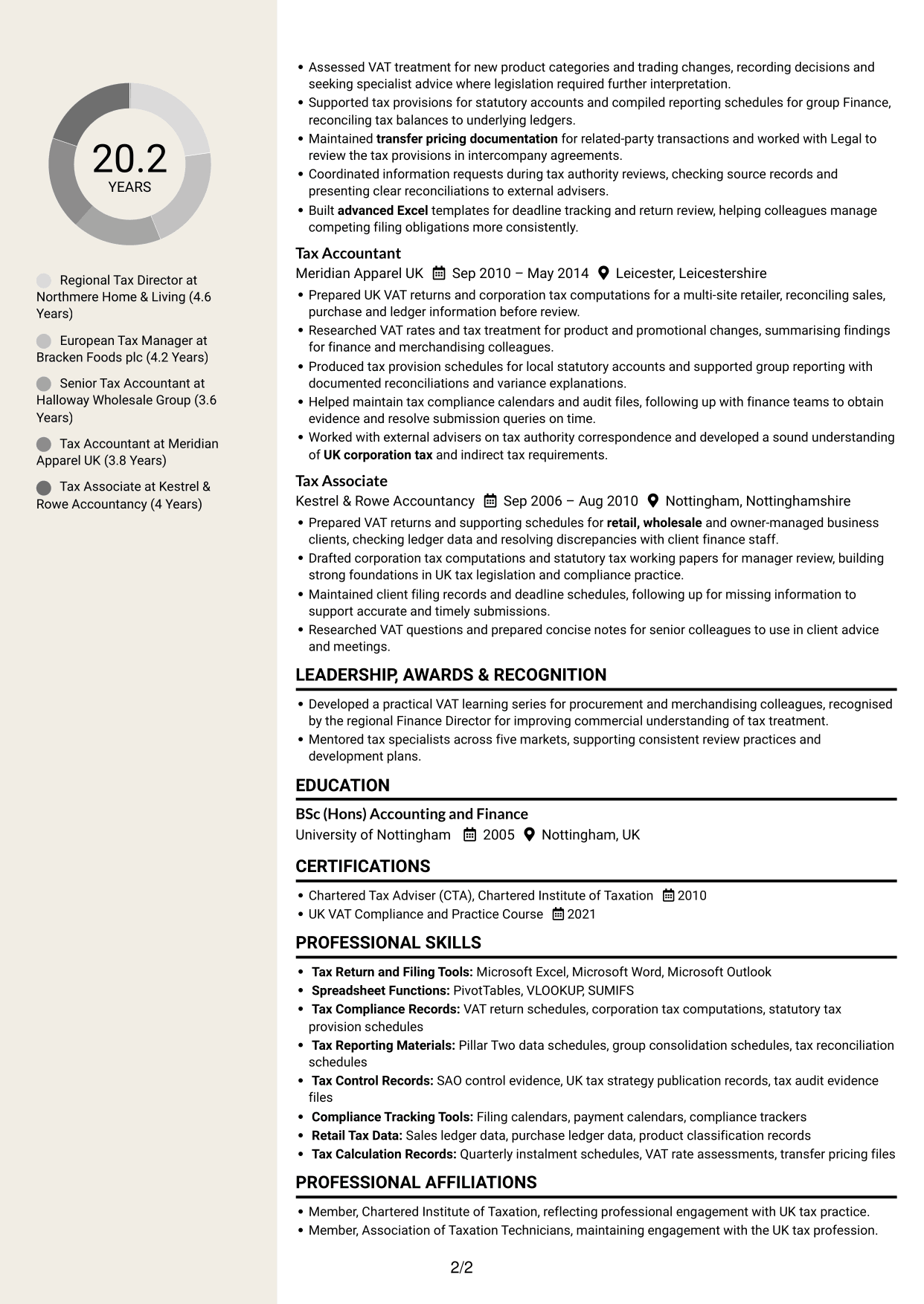 CV example — page 2
