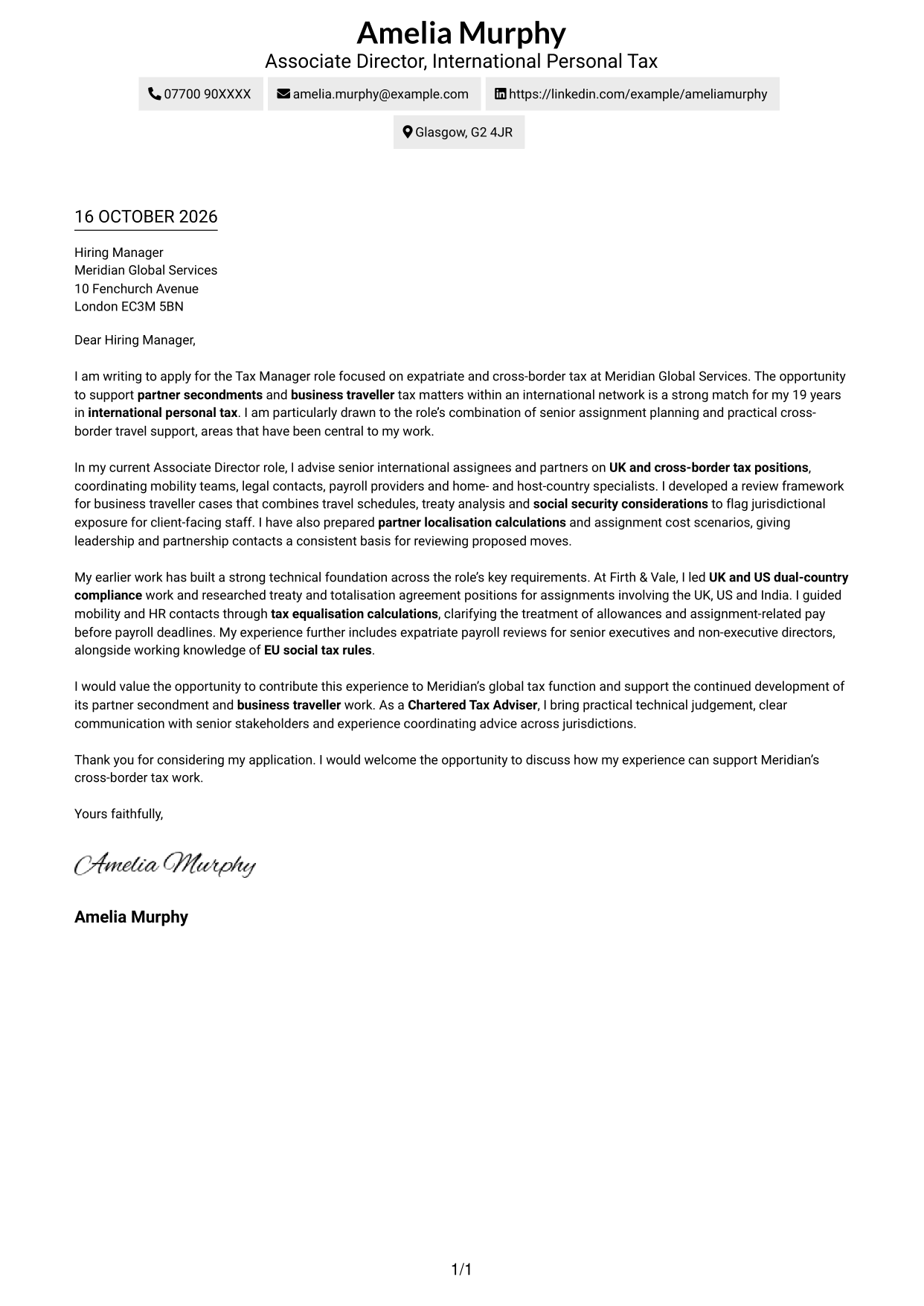 Cover letter example — page 1