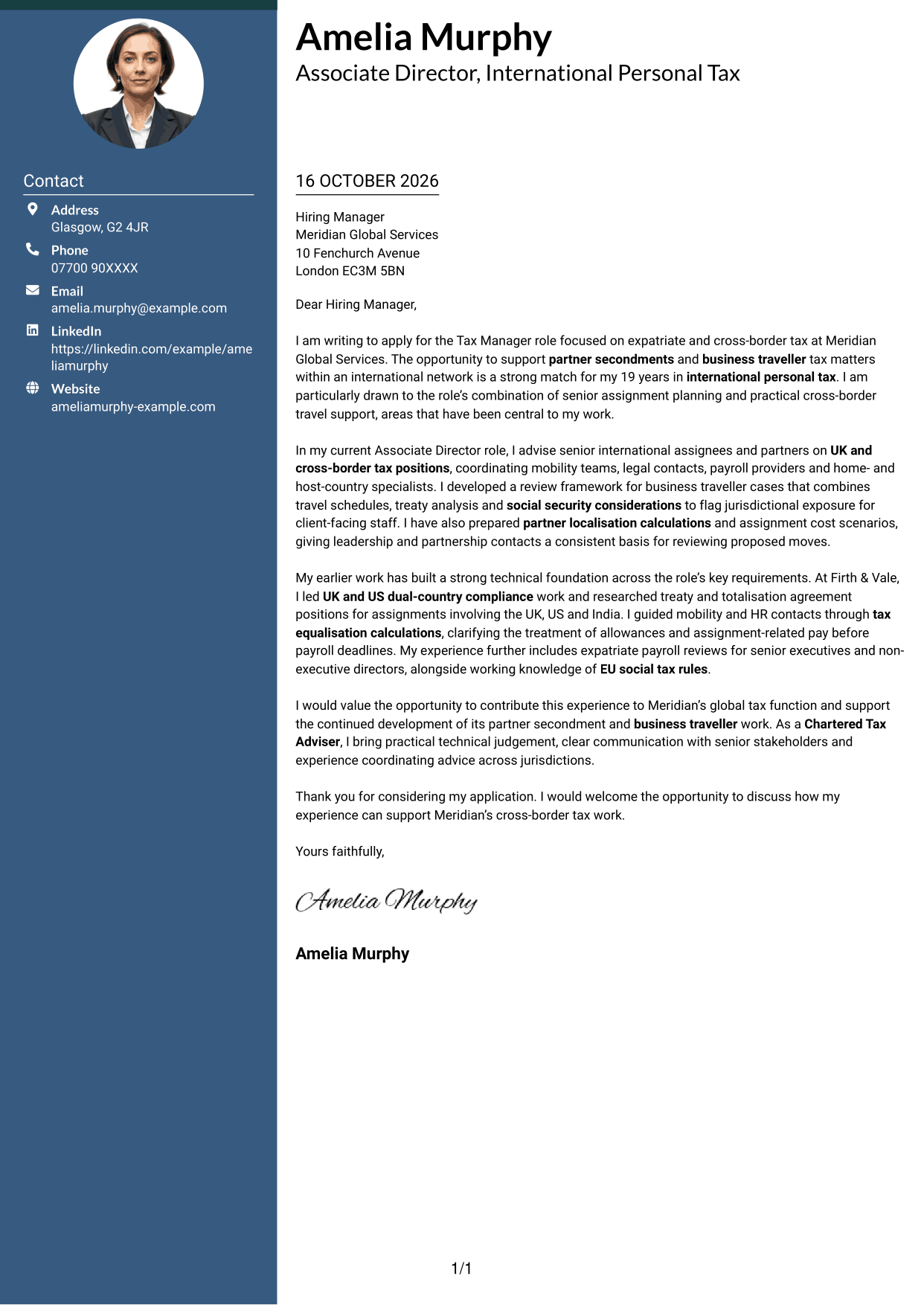 Cover letter example — page 1