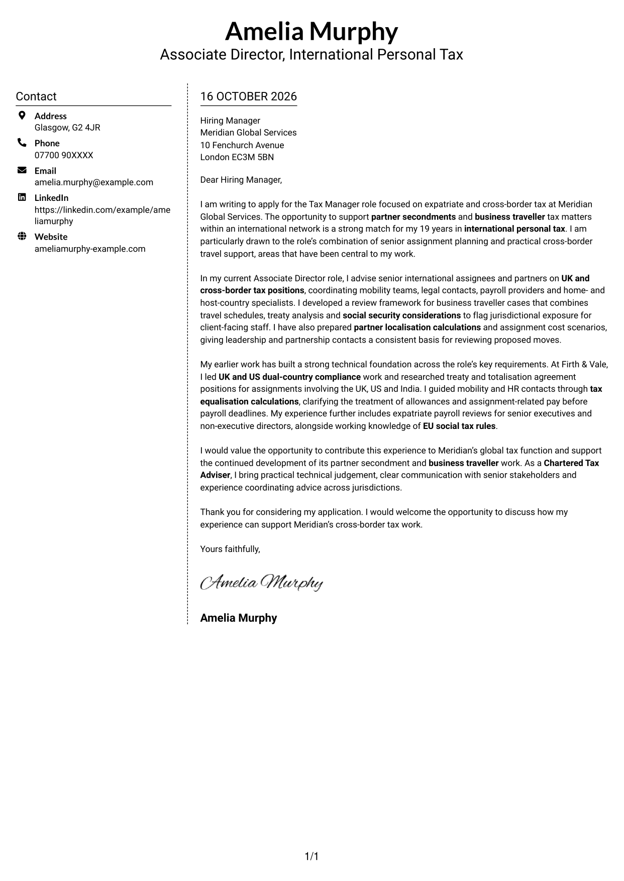 Cover letter example — page 1
