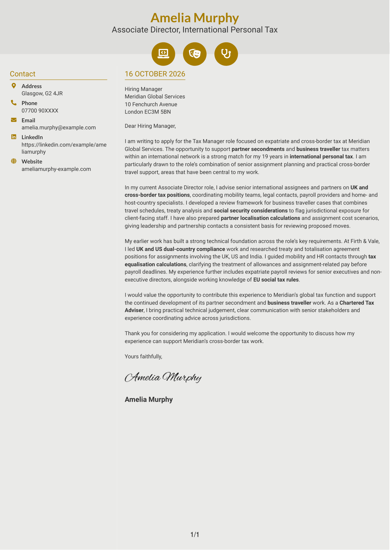 Cover letter example — page 1
