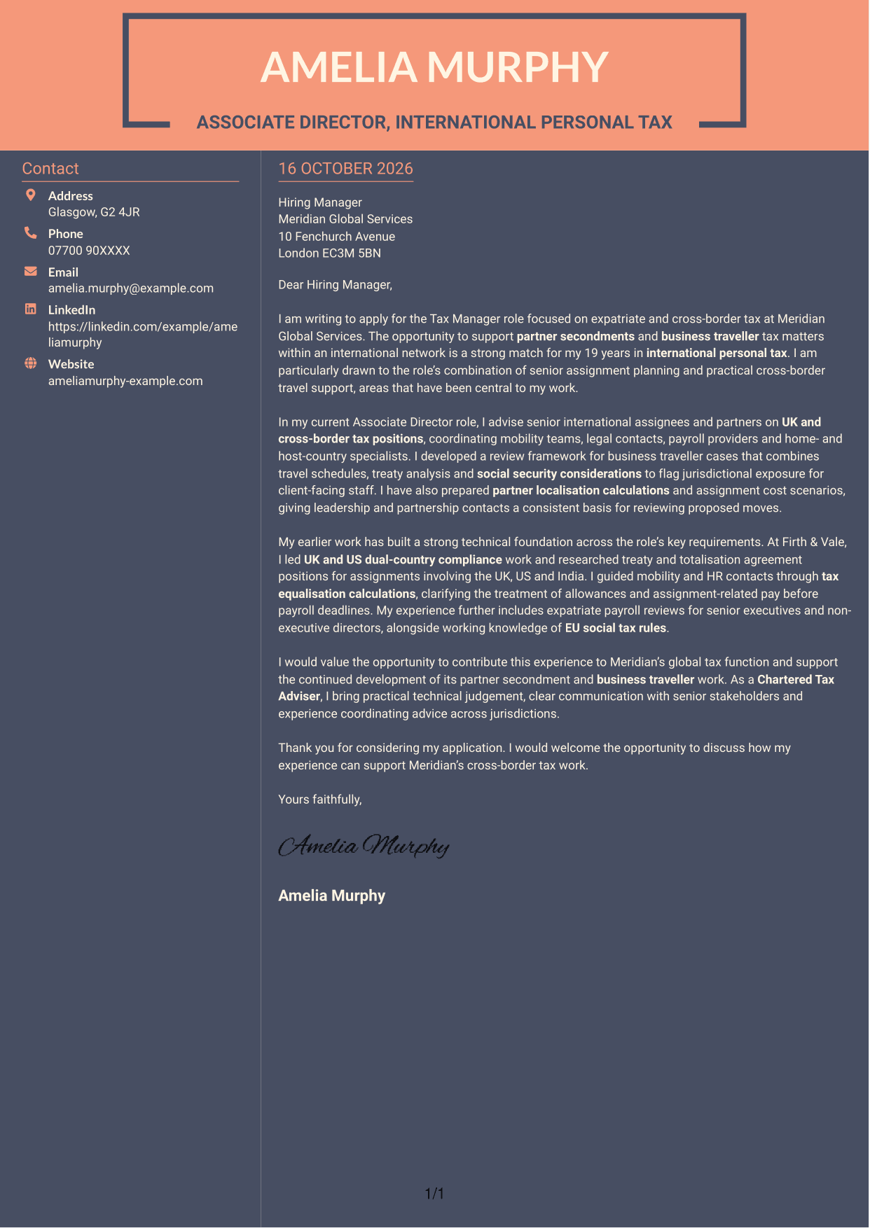 Cover letter example — page 1