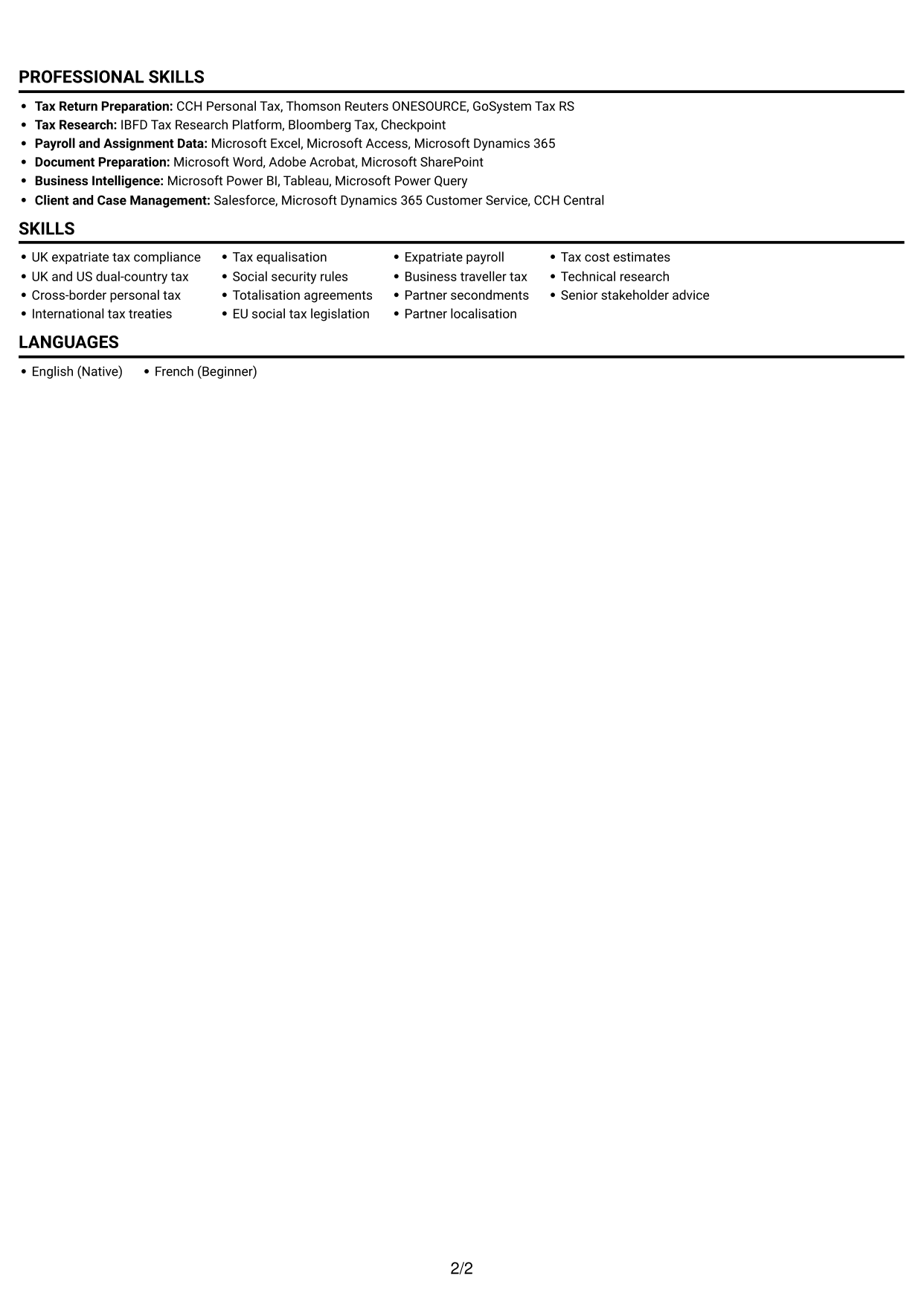 CV example — page 2