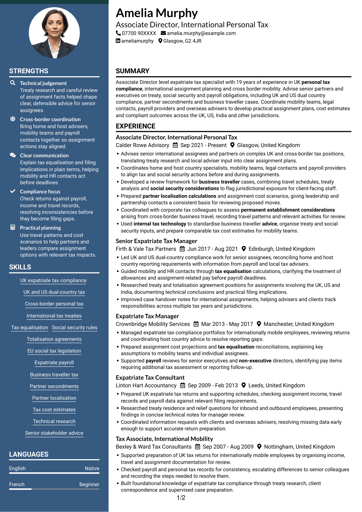CV example — page 1