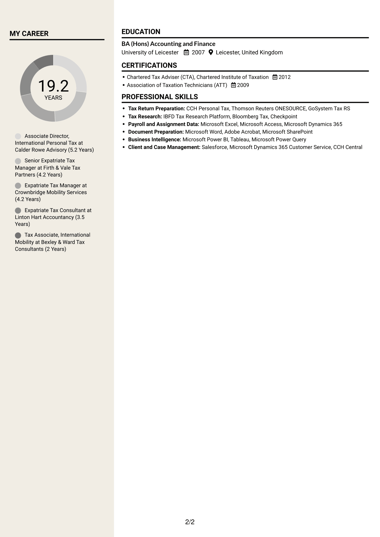 CV example — page 2