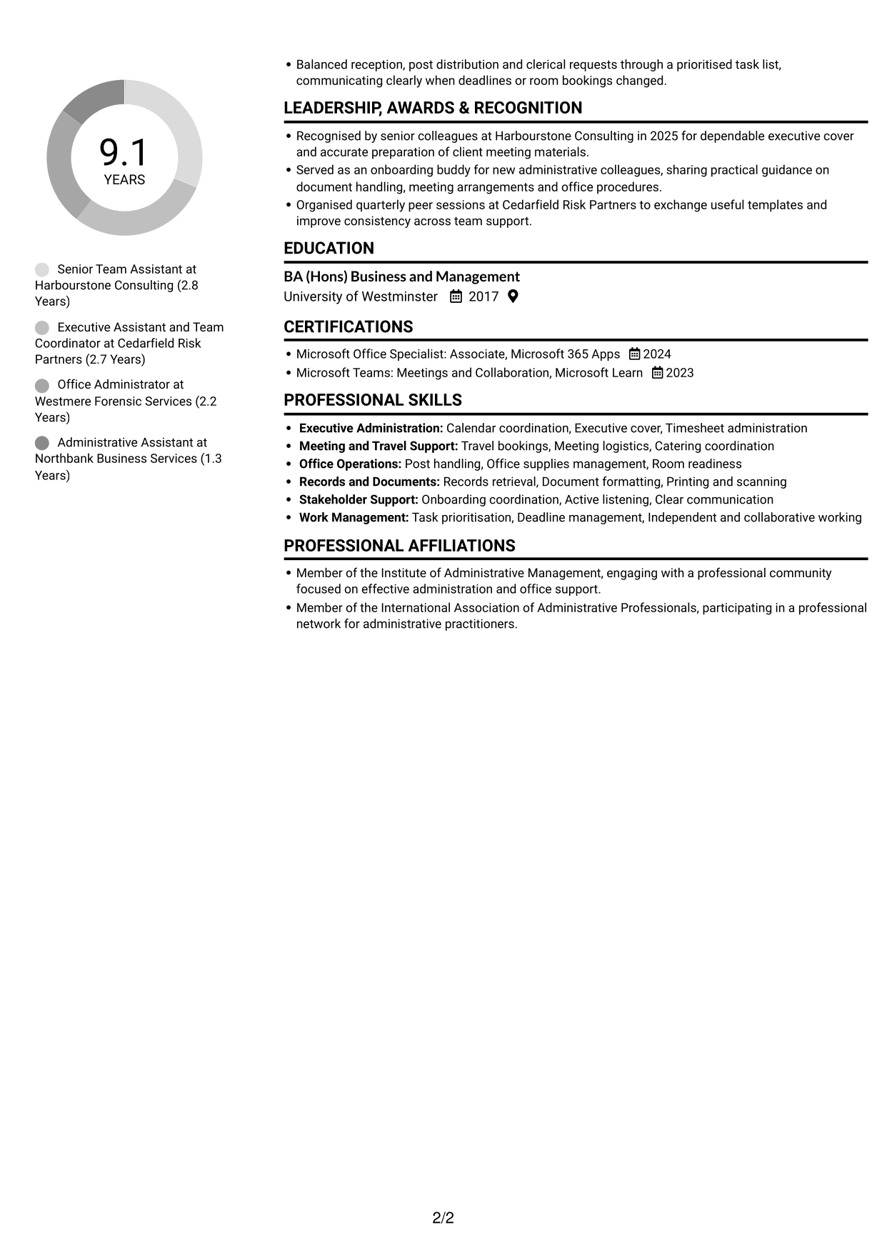 CV example — page 2