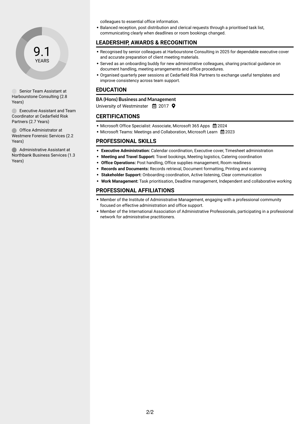 CV example — page 2