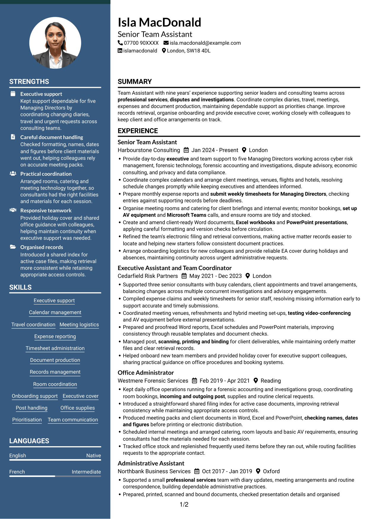 CV example — page 1