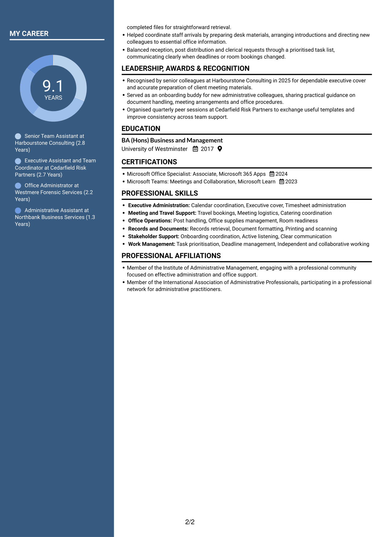 CV example — page 2