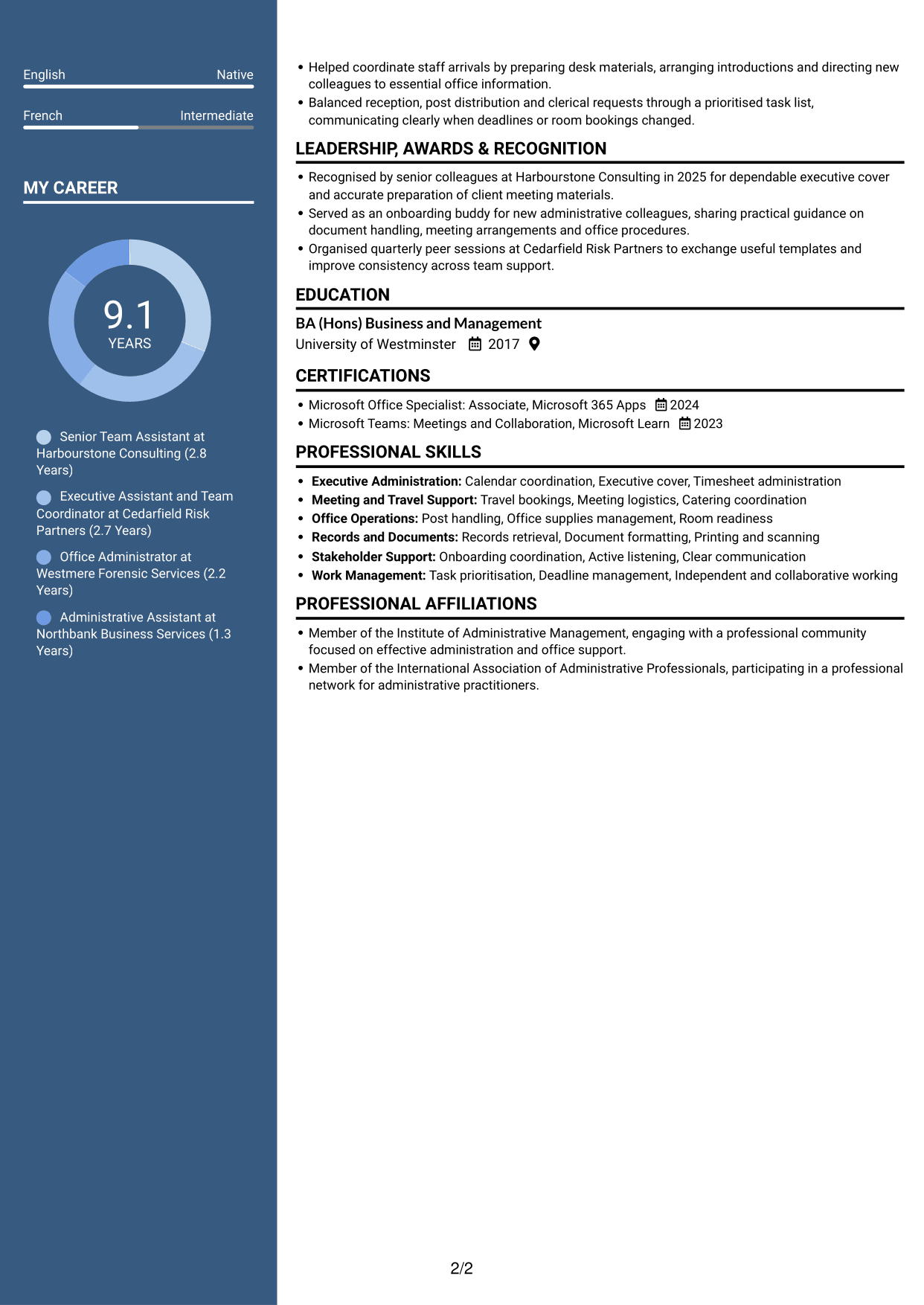 CV example — page 2