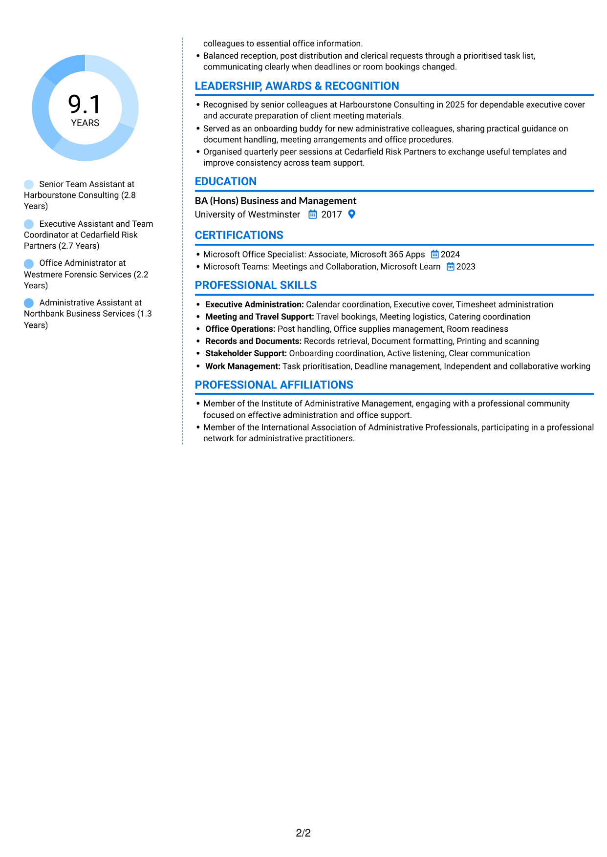 CV example — page 2