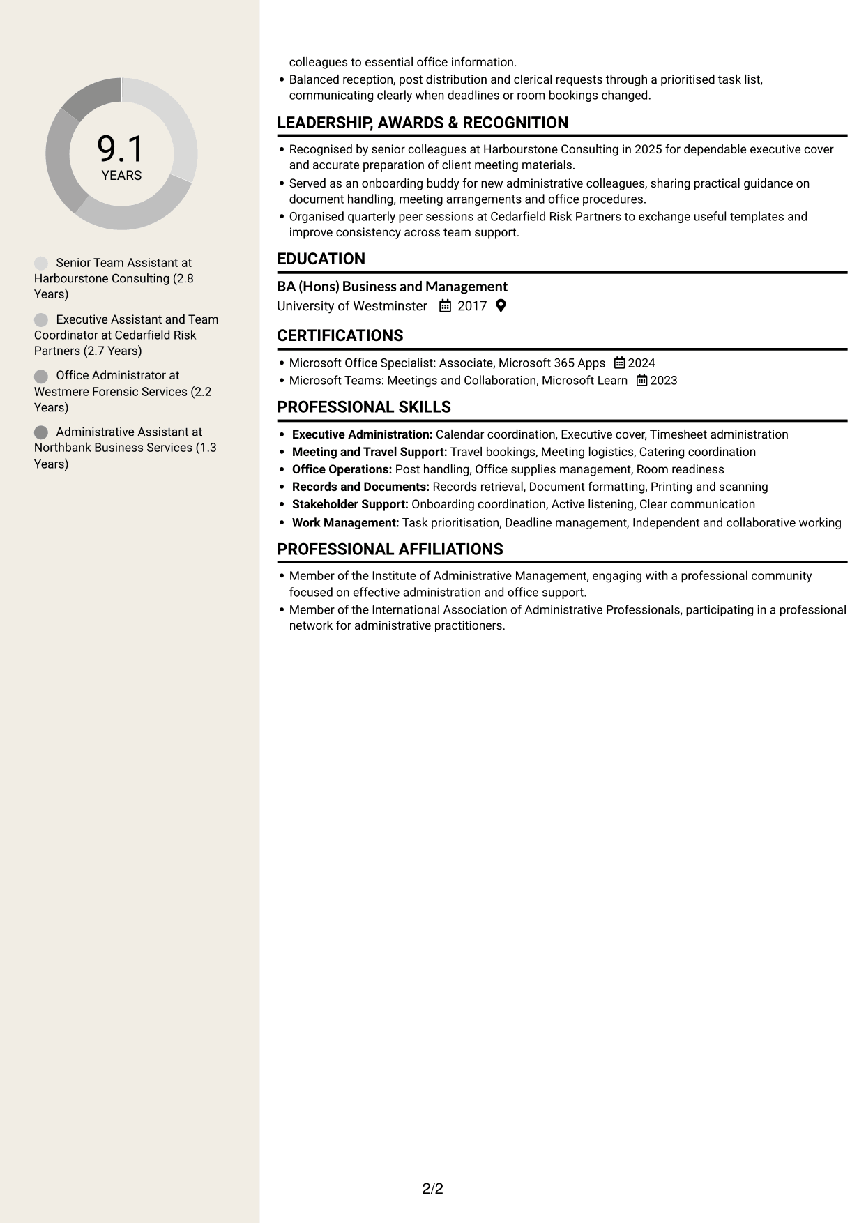 CV example — page 2