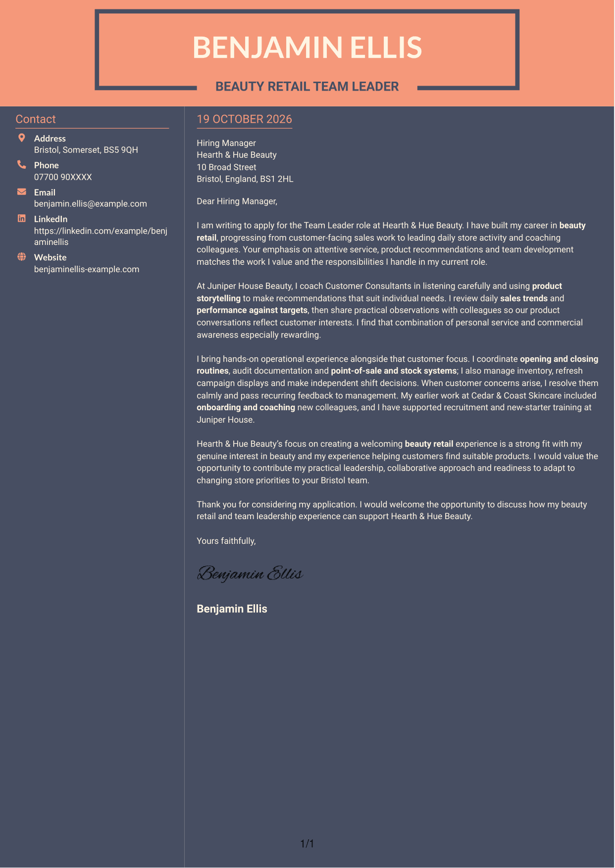 Cover letter example — page 1