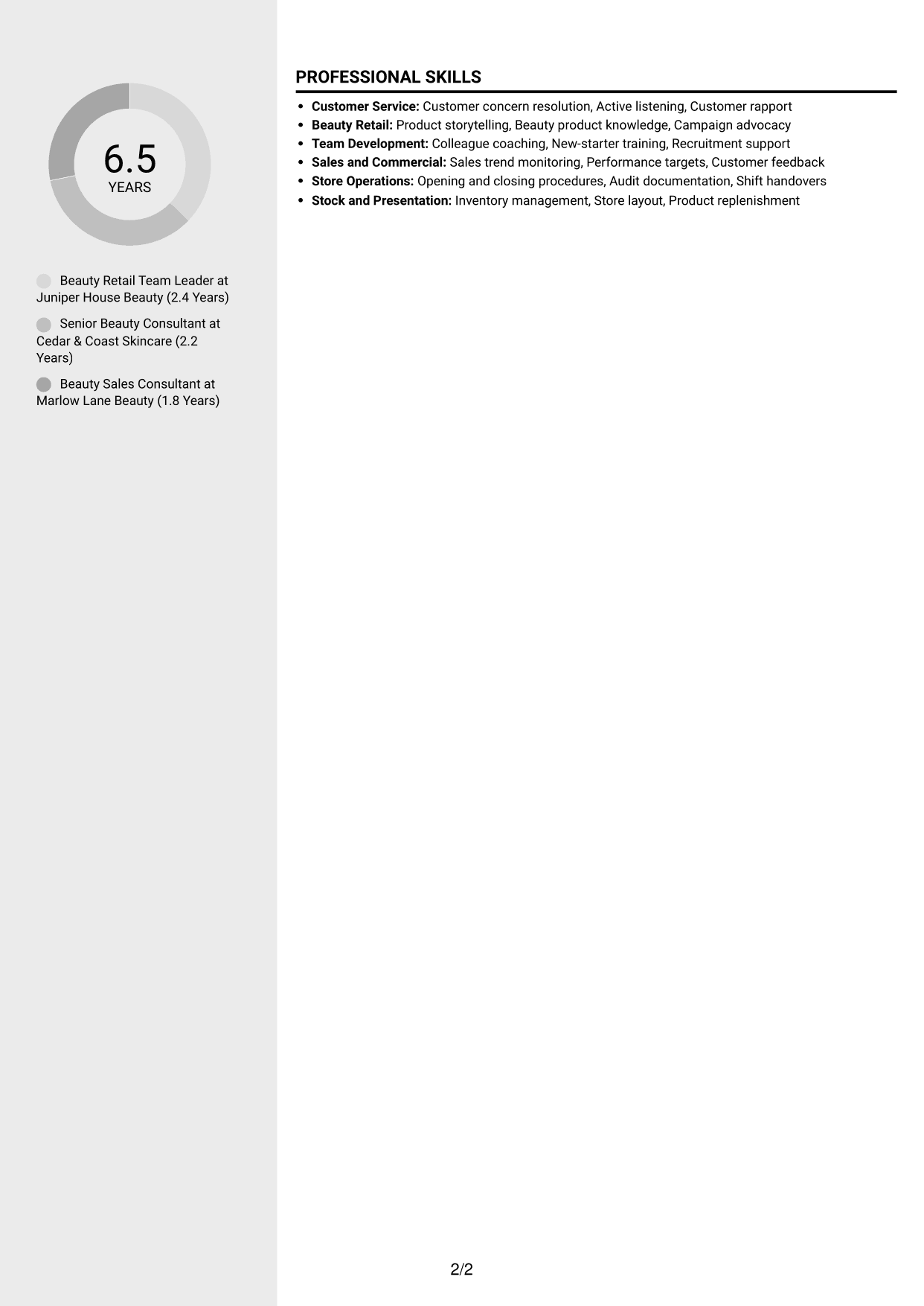 CV example — page 2