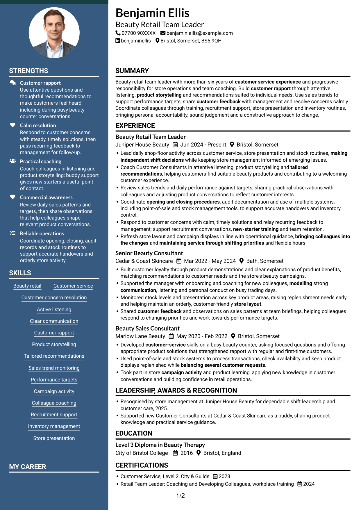 CV example — page 1