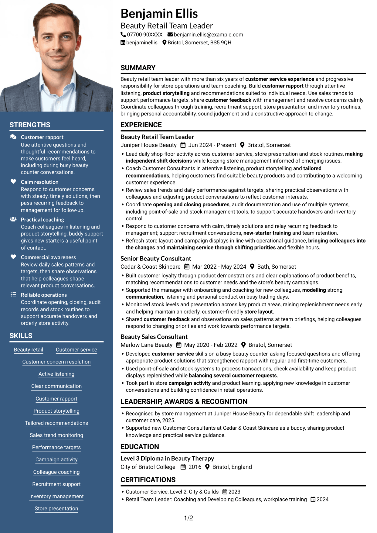 CV example — page 1