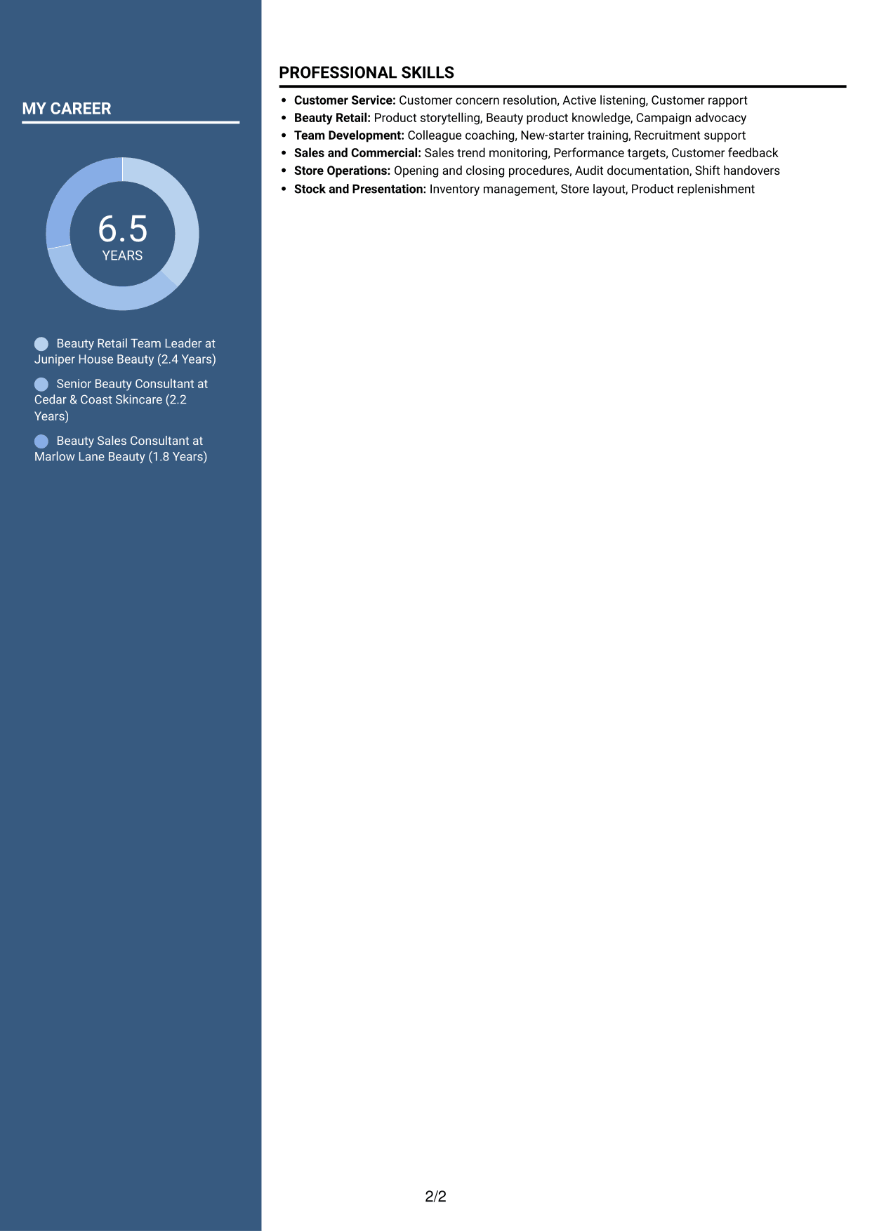 CV example — page 2