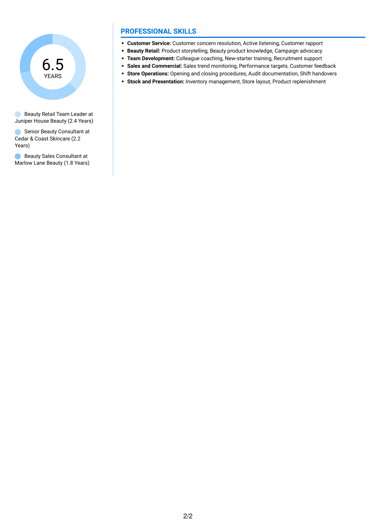 CV example — page 2
