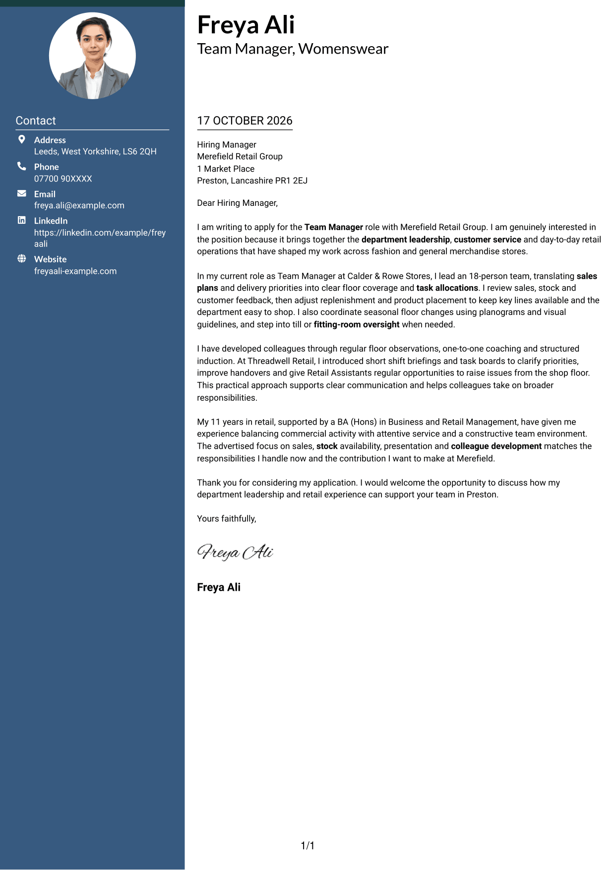 Cover letter example — page 1