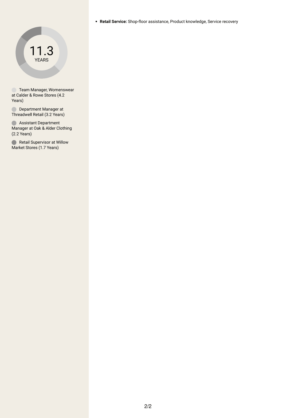 CV example — page 2