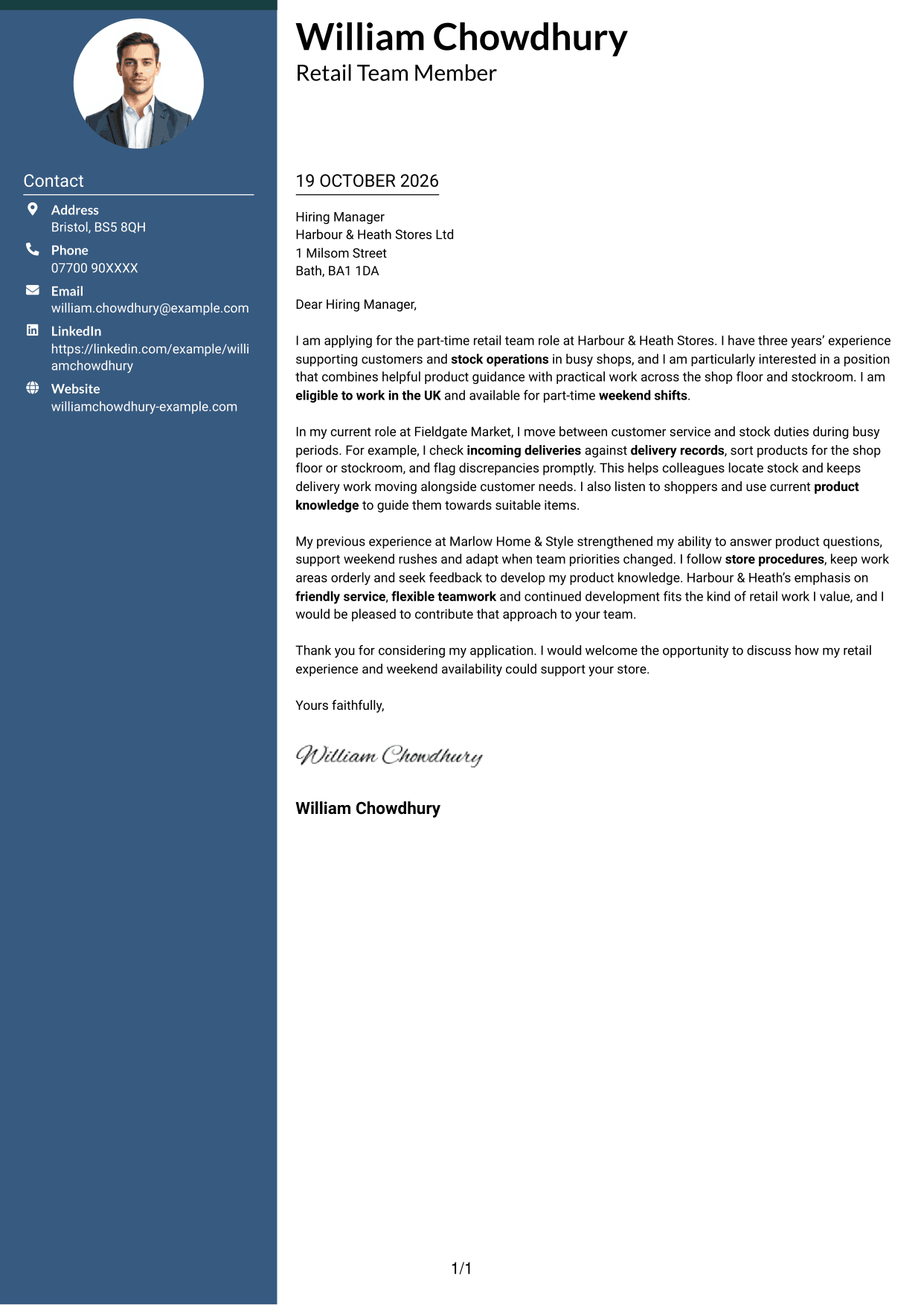 Cover letter example — page 1