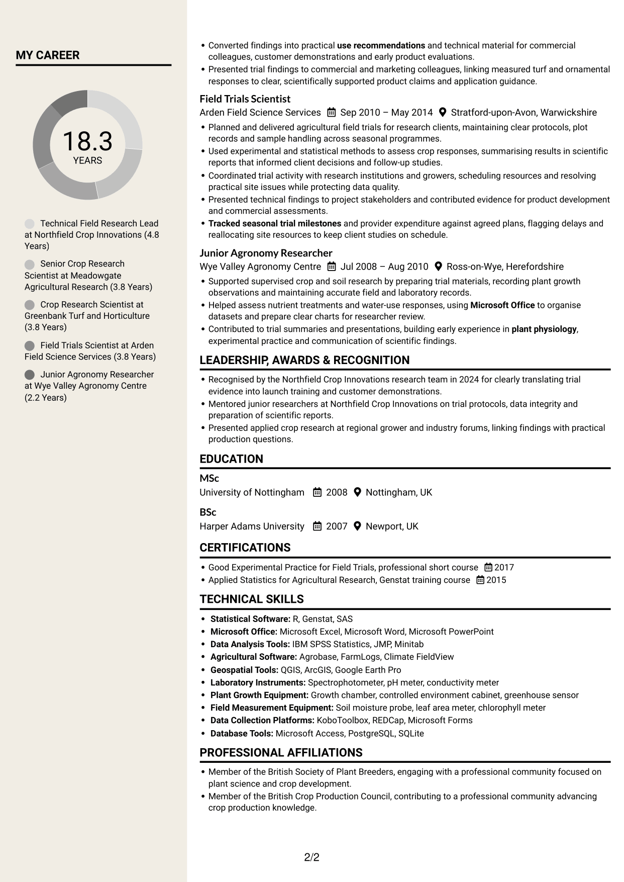 CV example — page 2