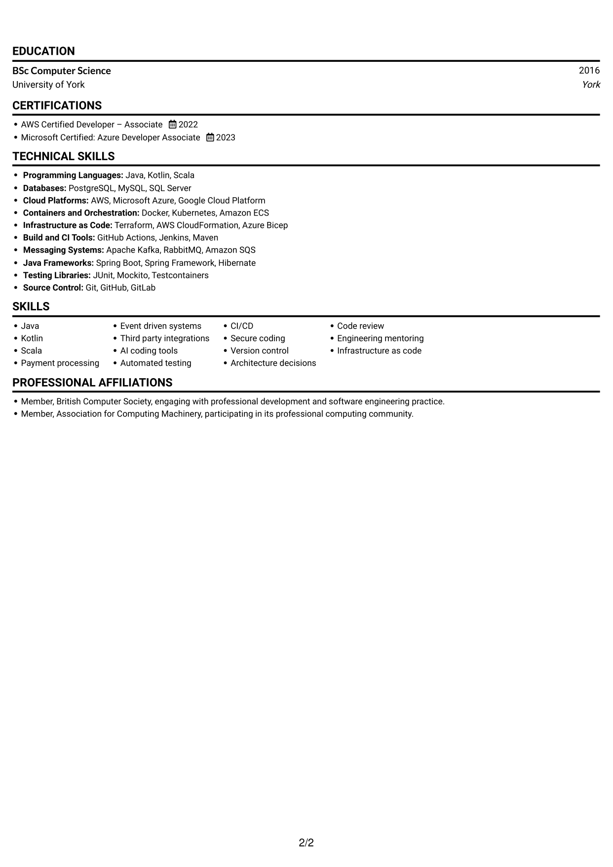 CV example — page 2