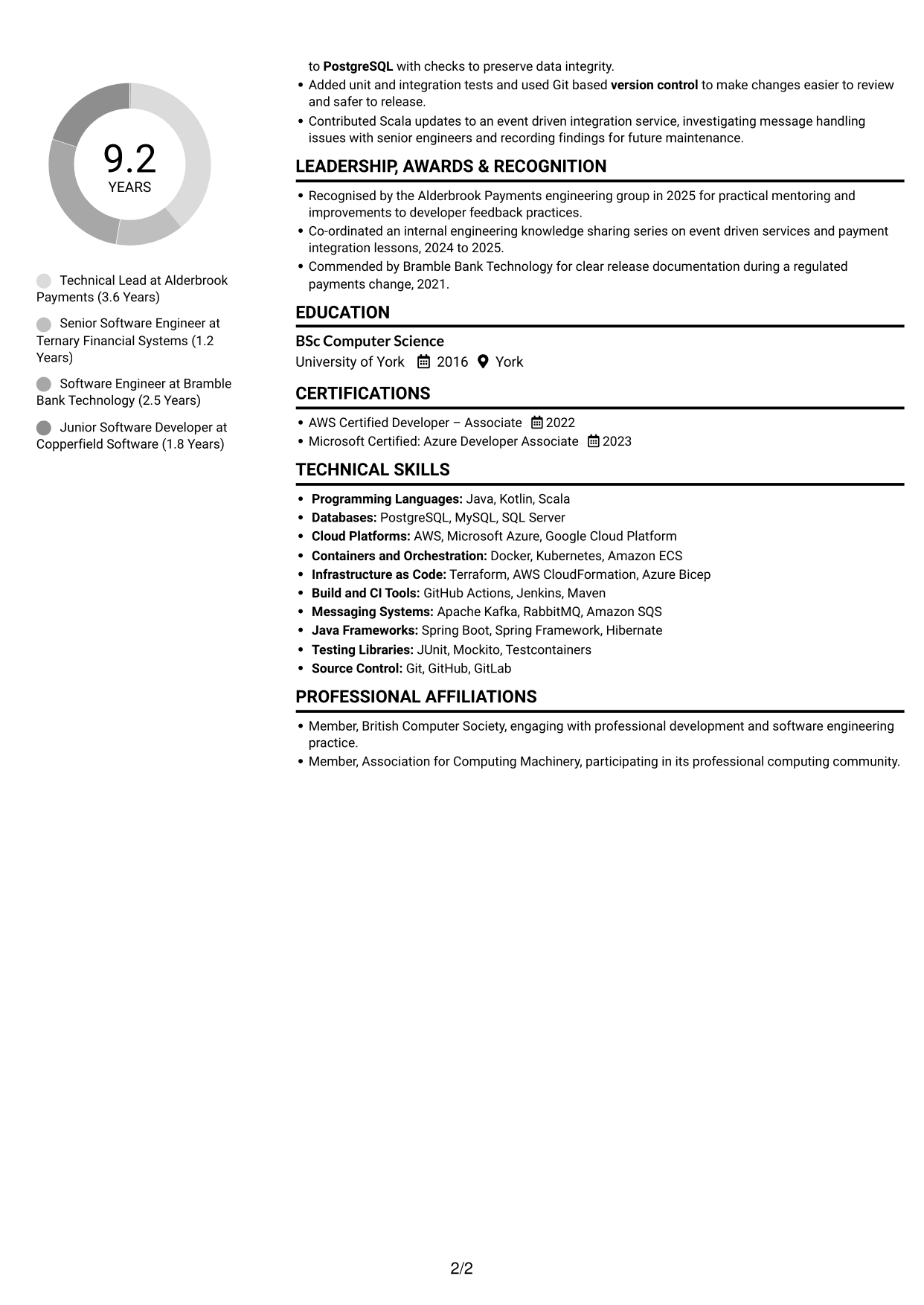 CV example — page 2