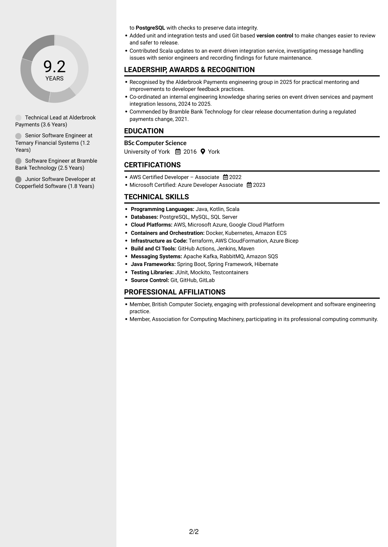 CV example — page 2