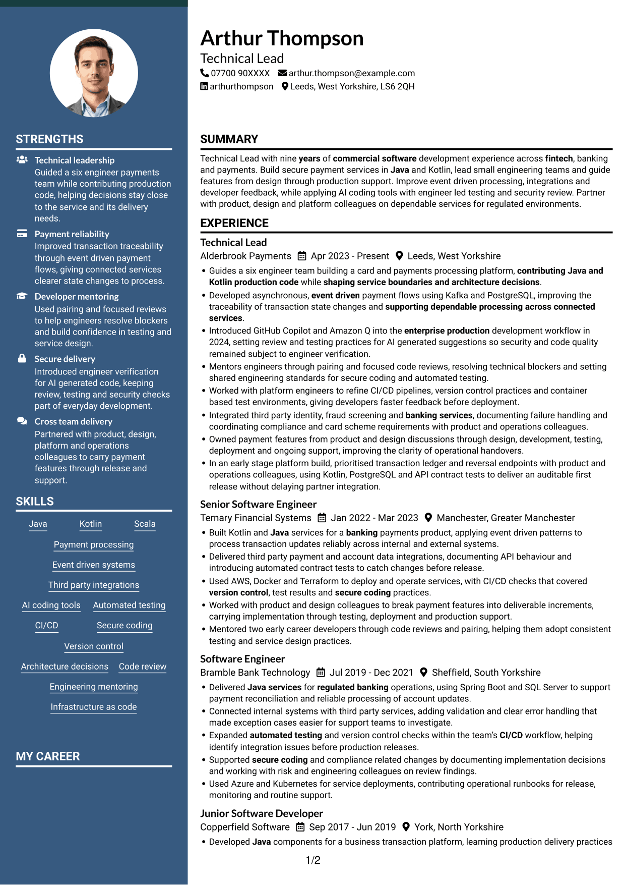 CV example — page 1