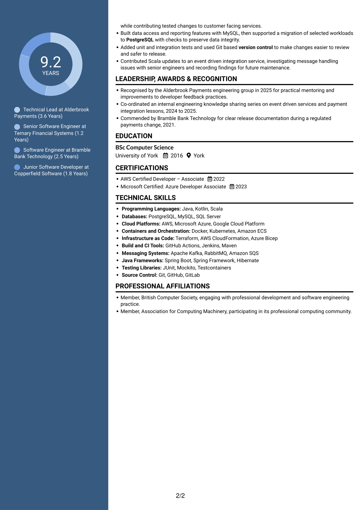CV example — page 2