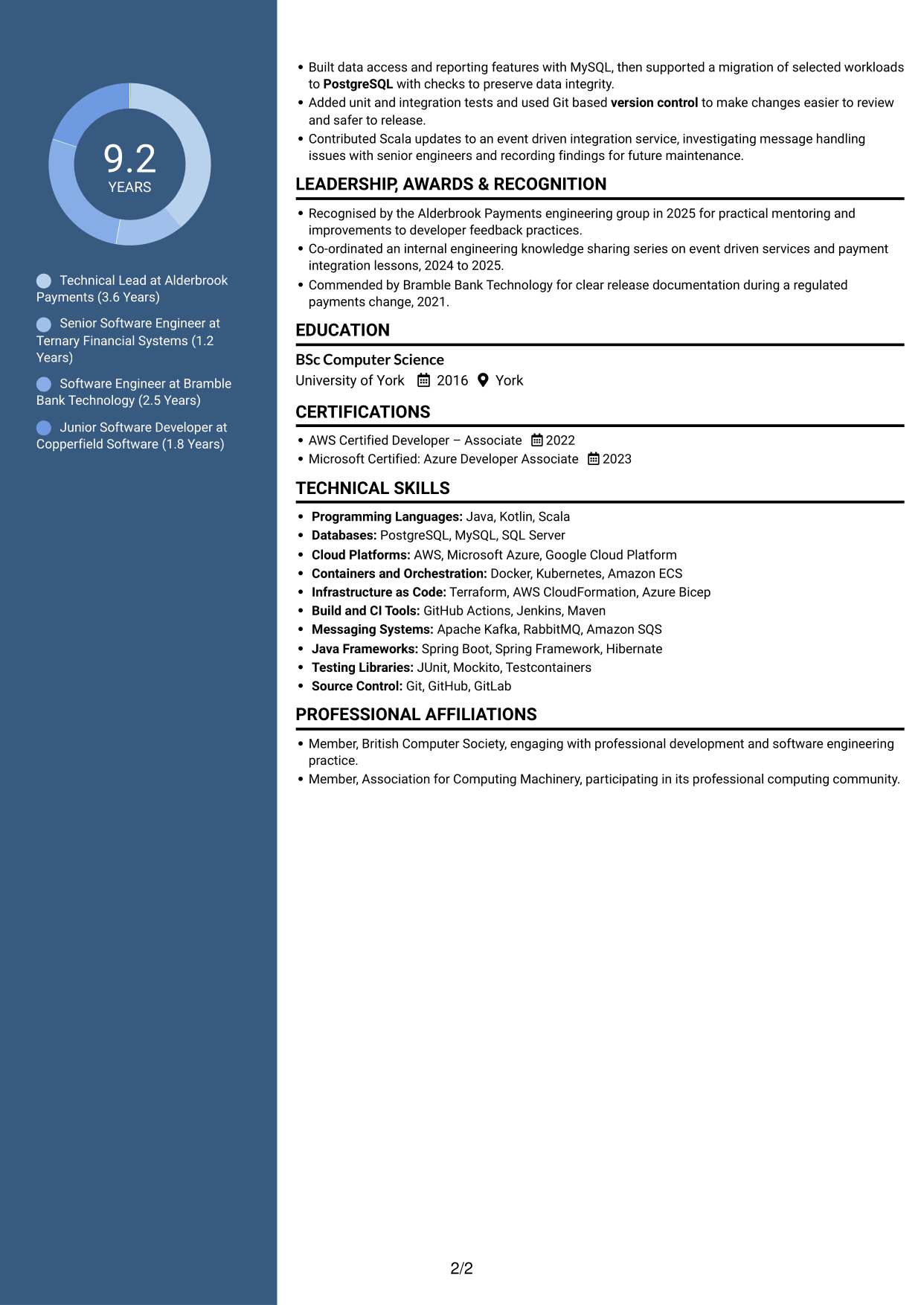 CV example — page 2