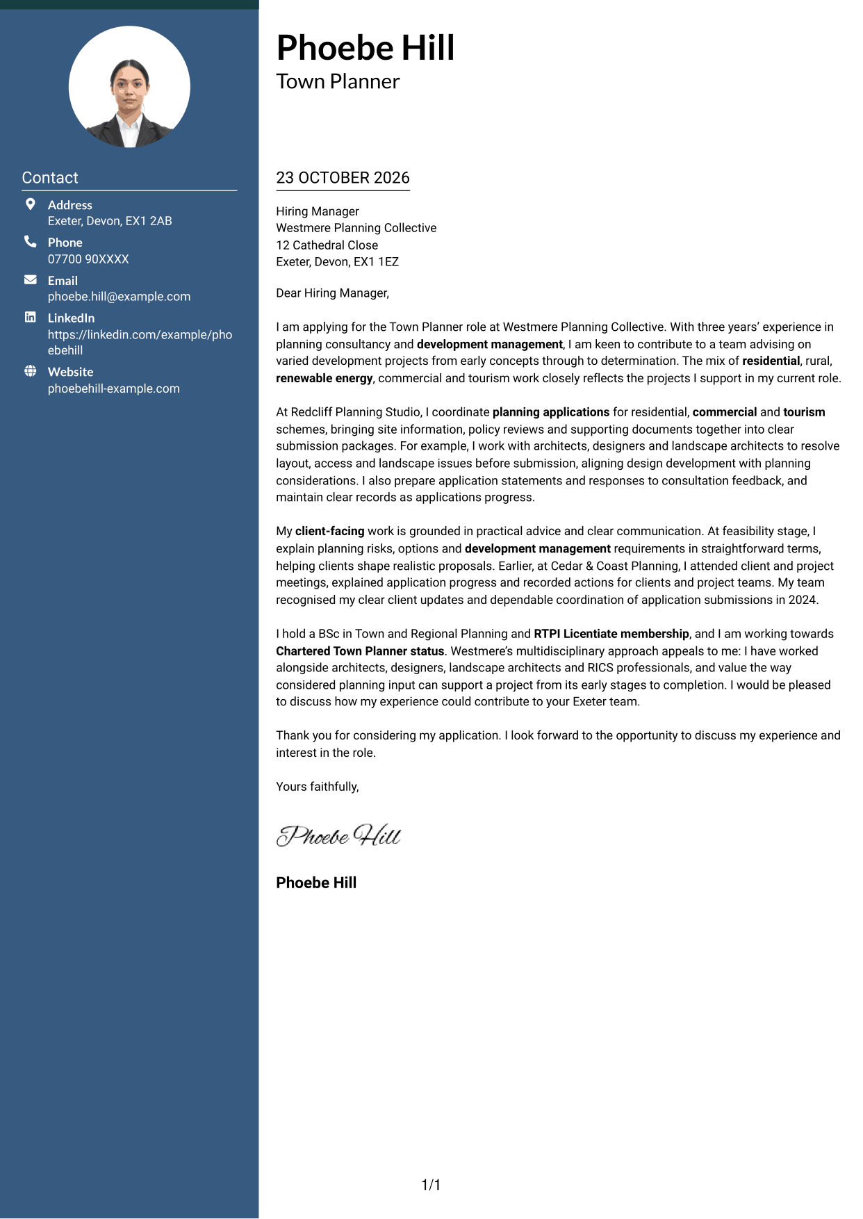 Cover letter example — page 1
