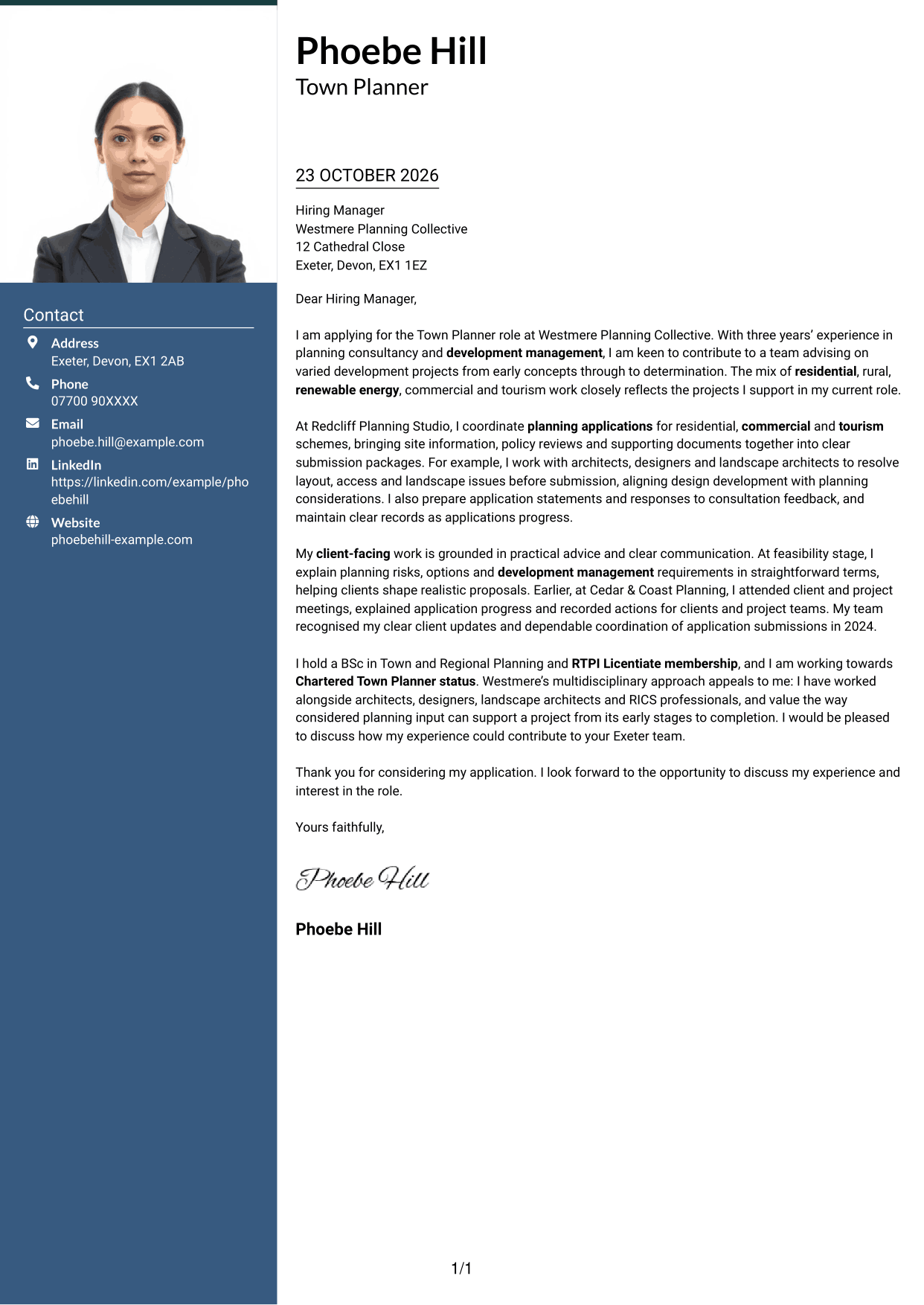 Cover letter example — page 1