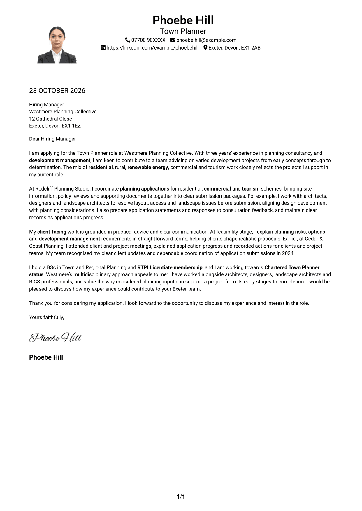 Cover letter example — page 1