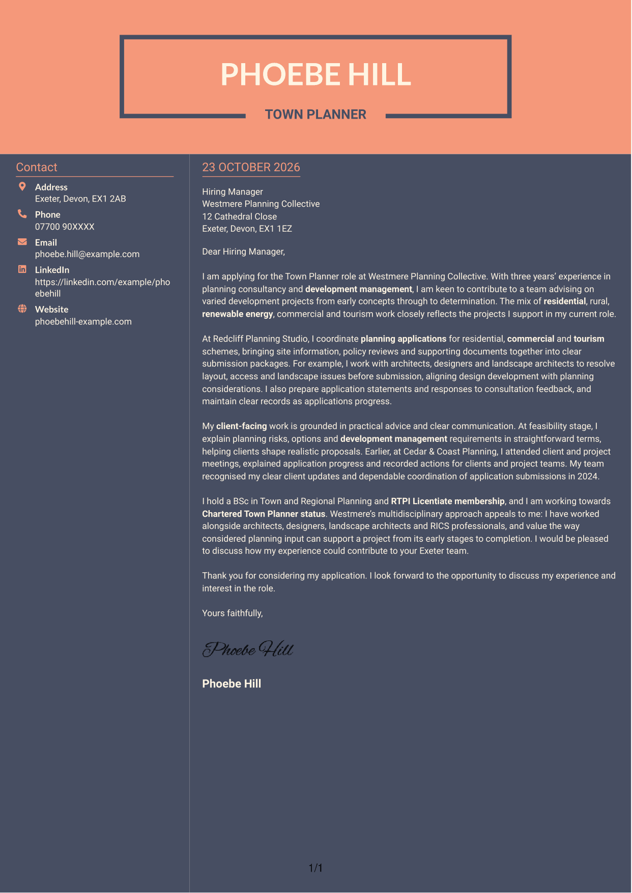 Cover letter example — page 1